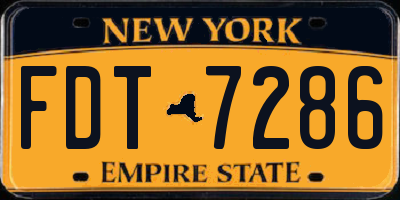 NY license plate FDT7286