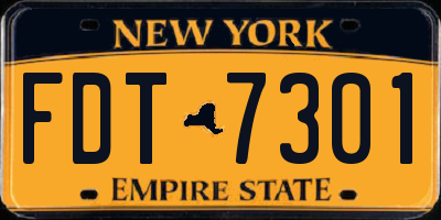 NY license plate FDT7301