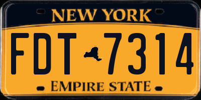 NY license plate FDT7314