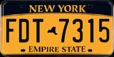 NY license plate FDT7315