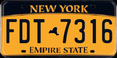 NY license plate FDT7316