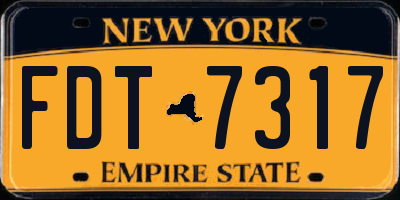 NY license plate FDT7317