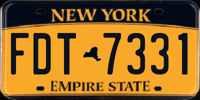 NY license plate FDT7331