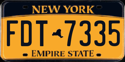 NY license plate FDT7335