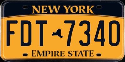 NY license plate FDT7340