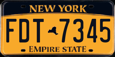 NY license plate FDT7345