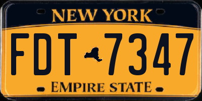 NY license plate FDT7347