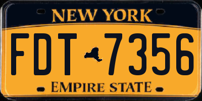 NY license plate FDT7356