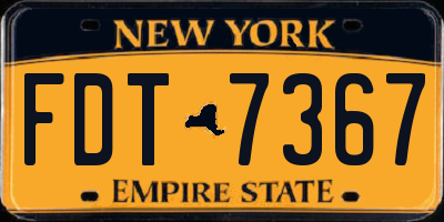 NY license plate FDT7367