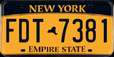NY license plate FDT7381