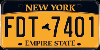 NY license plate FDT7401