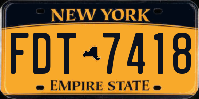 NY license plate FDT7418