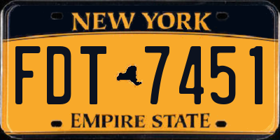 NY license plate FDT7451