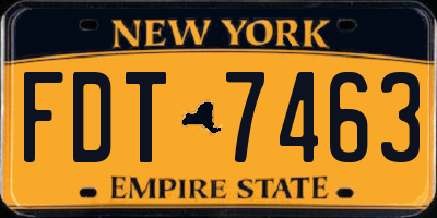 NY license plate FDT7463