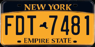 NY license plate FDT7481
