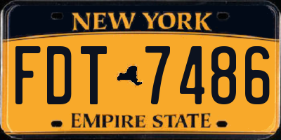 NY license plate FDT7486
