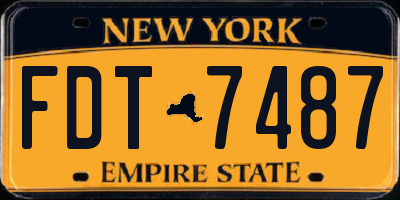 NY license plate FDT7487