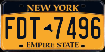 NY license plate FDT7496