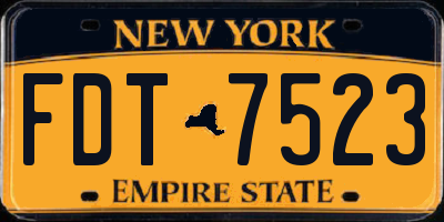 NY license plate FDT7523