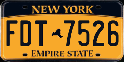 NY license plate FDT7526