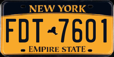 NY license plate FDT7601