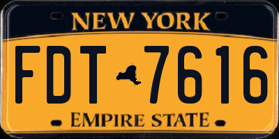 NY license plate FDT7616