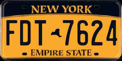 NY license plate FDT7624