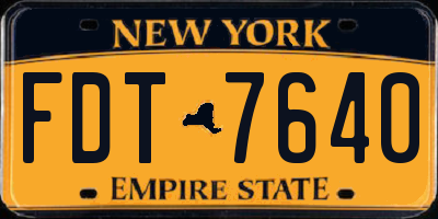 NY license plate FDT7640
