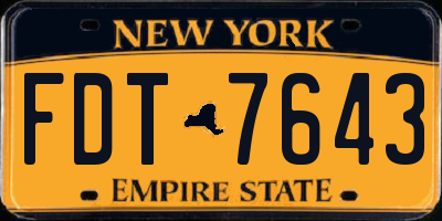 NY license plate FDT7643