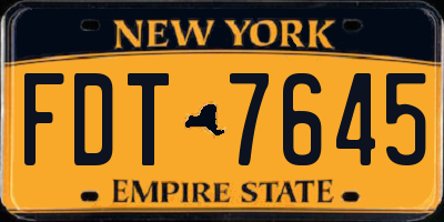 NY license plate FDT7645