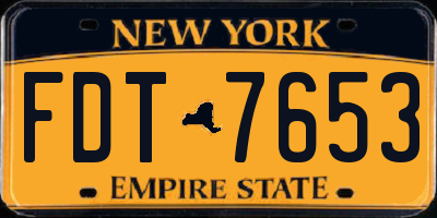 NY license plate FDT7653