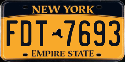 NY license plate FDT7693
