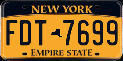 NY license plate FDT7699