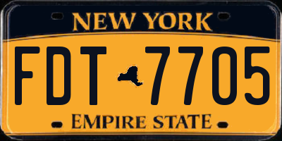 NY license plate FDT7705