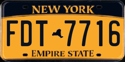 NY license plate FDT7716