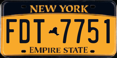 NY license plate FDT7751