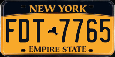 NY license plate FDT7765