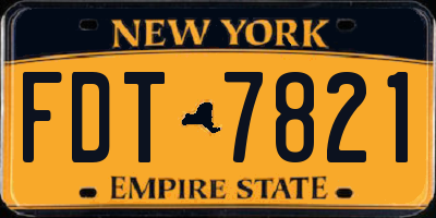 NY license plate FDT7821