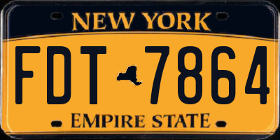NY license plate FDT7864