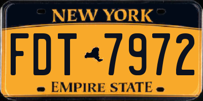 NY license plate FDT7972