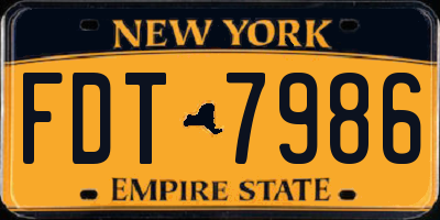 NY license plate FDT7986