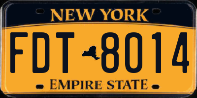 NY license plate FDT8014