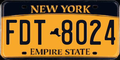 NY license plate FDT8024