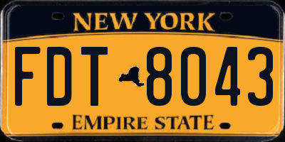 NY license plate FDT8043