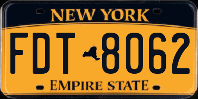 NY license plate FDT8062
