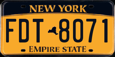 NY license plate FDT8071