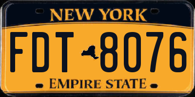 NY license plate FDT8076