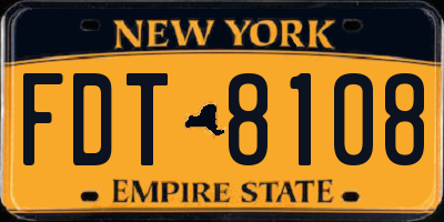 NY license plate FDT8108