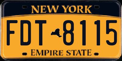 NY license plate FDT8115