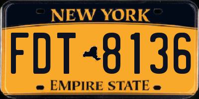 NY license plate FDT8136